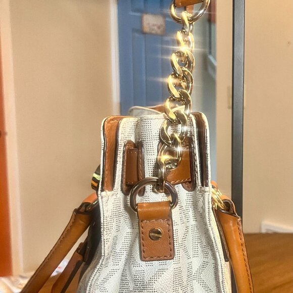 NEW Michael Kors Nouveau Hamilton Signature Satchel Shoulder Bag PVC & Leather - Picture 5 of 11